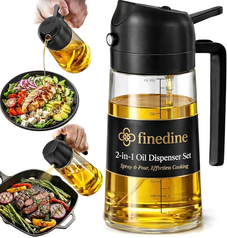 Dual Mist & Stream Oil Sprayer with Marks for Cooking & Baking