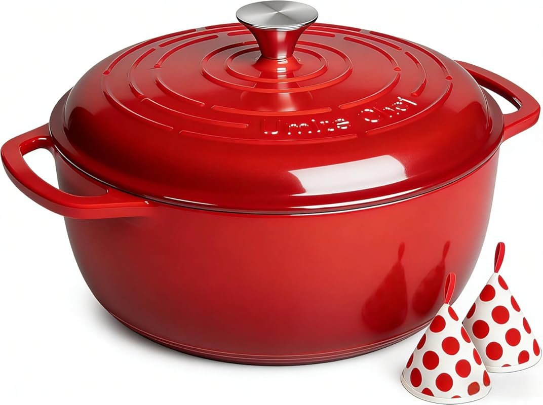 Umite Chef 6QT Enameled Cast Iron Dutch Oven with Lid & Heat Resistant