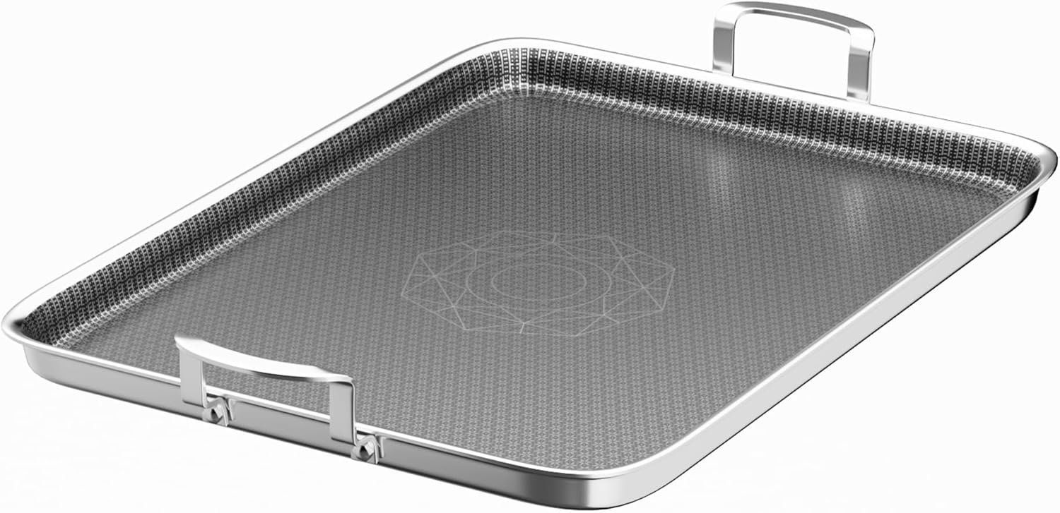 Cooker King Hybrid Honeycomb Double Burner Griddle Pan, 19x13 Inch, 3-