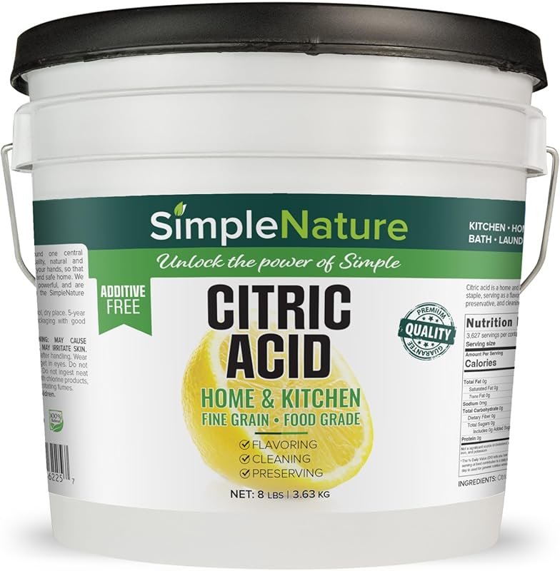 SimpleNature 8 lbs Anhydrous Food-Grade Citric Acid for Cooking, Clean