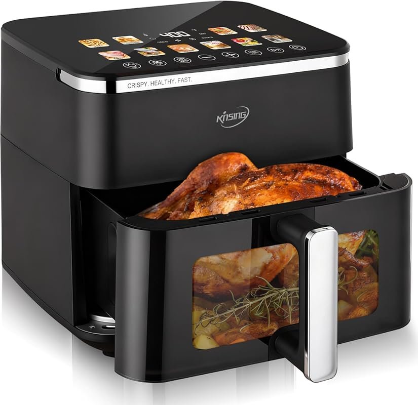 10.6QT XL Oilless Air Fryer with Window, 9 Presets, Keep Warm, Dishwas