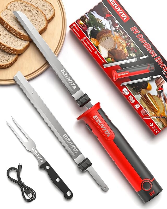 2026 New Upgrade 8V Cordless Electric Carving Knife with Reciprocating