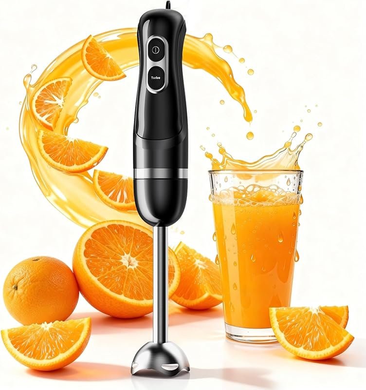 Corded Immersion Blender with 2 Speeds & Stainless Steel Blades for Sm