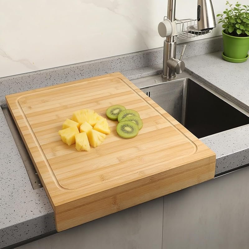 BAMOTTO CRAFTBAMBOO 15.8x22in Reversible Bamboo Cutting Board with Jui