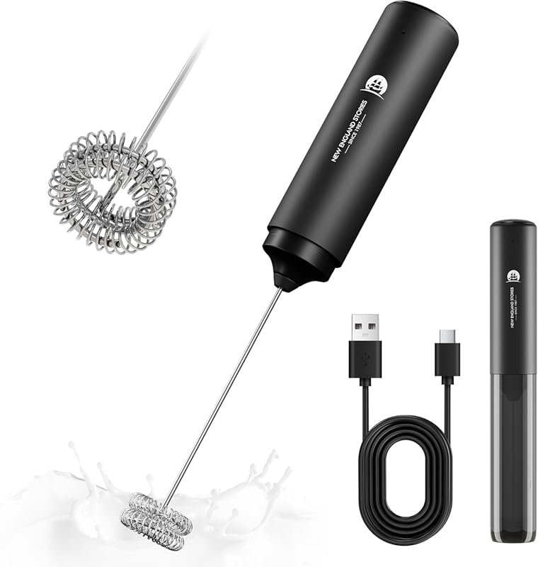 2-IN-1 Dual Spring Whisk Rechargeable Handheld Frother for Cappuccino,