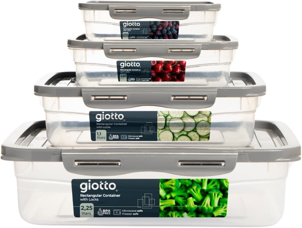 GIOTTO FreshStack 4-Pack Rectangular BPA-Free Airtight Leakproof Micro