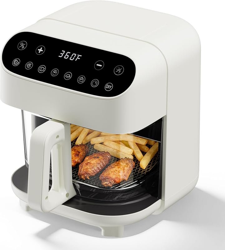 5 Quart Non-Toxic Uncoated Glass Air Fryer with Presets & Dishwasher S