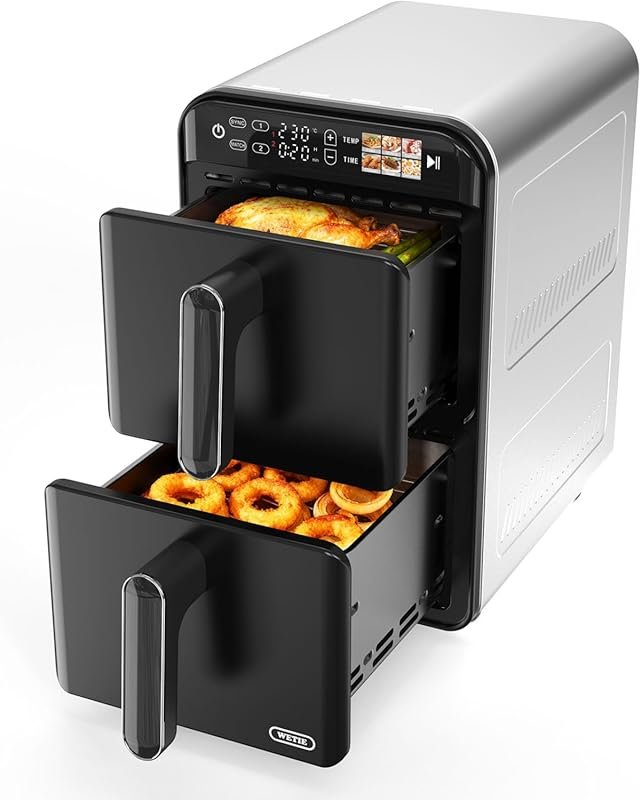 11.6QT Vertical Dual Basket Air Fryer Oven, 6-in-1 Touchscreen, Sync &