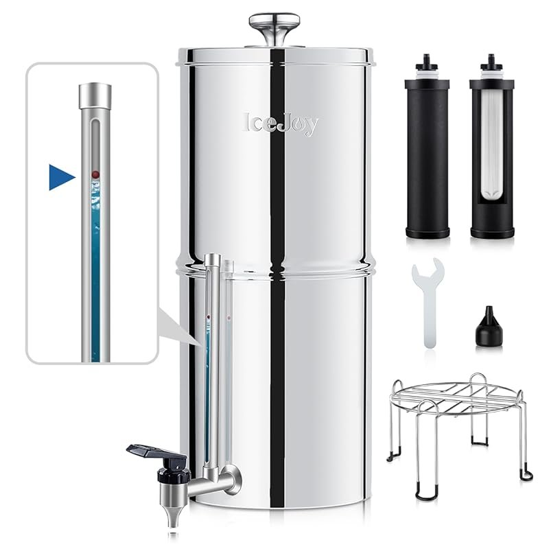 IceJoy Gravity Water Filter System with Stainless Steel, NSF 42 Certif