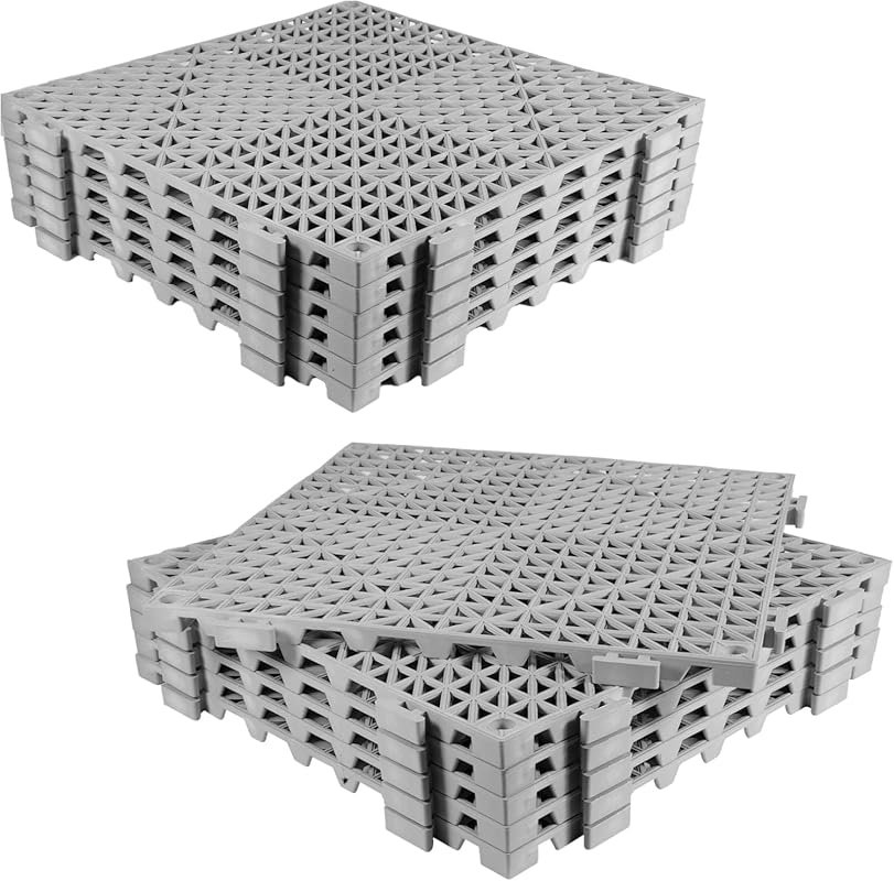 12PCS Grey Interlocking Drainage Tiles, 11.8