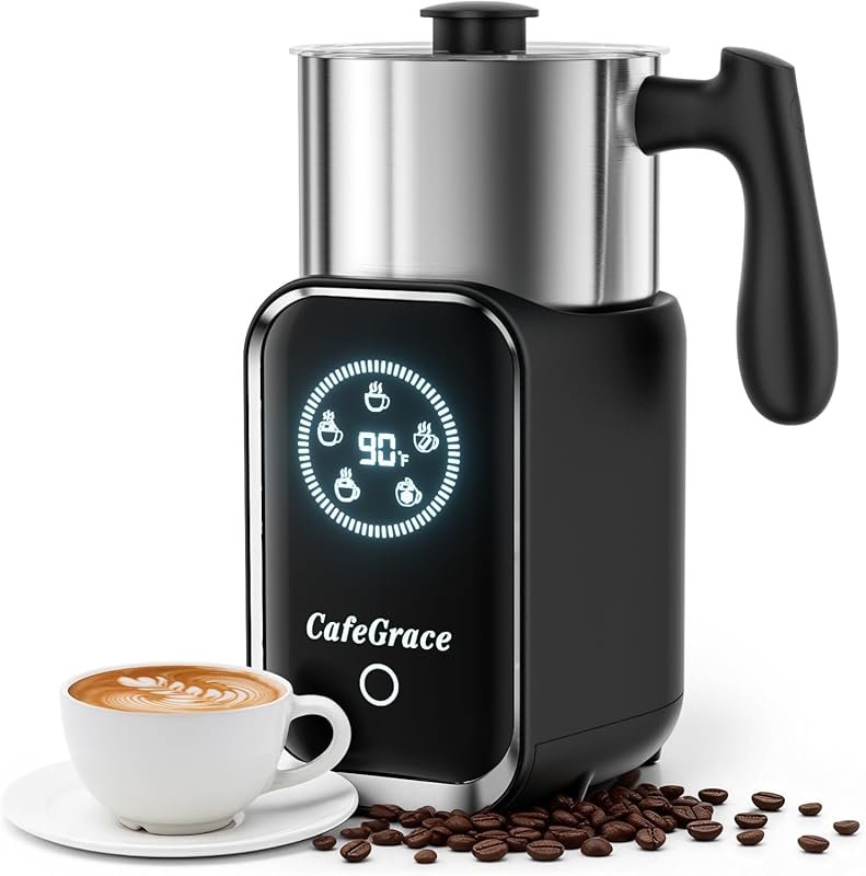 Automatic Electric Milk Frother with Electromagnetic Heating & Removab