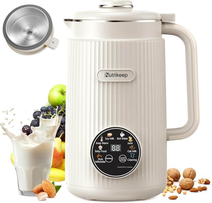 Upgraded 10-in-1 Nut Milk Maker, 40oz, Stainless Steel Lid, Delay Star