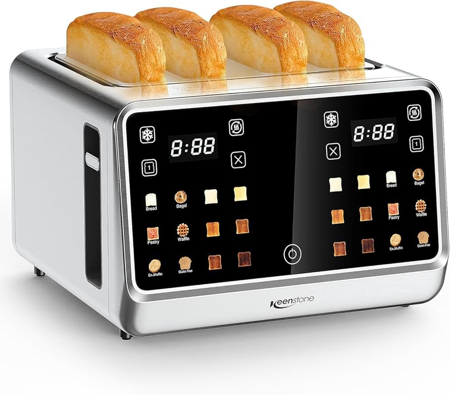 Keenstone 4-Slice TouchScreen Toaster with Memory Function & Single-Sl