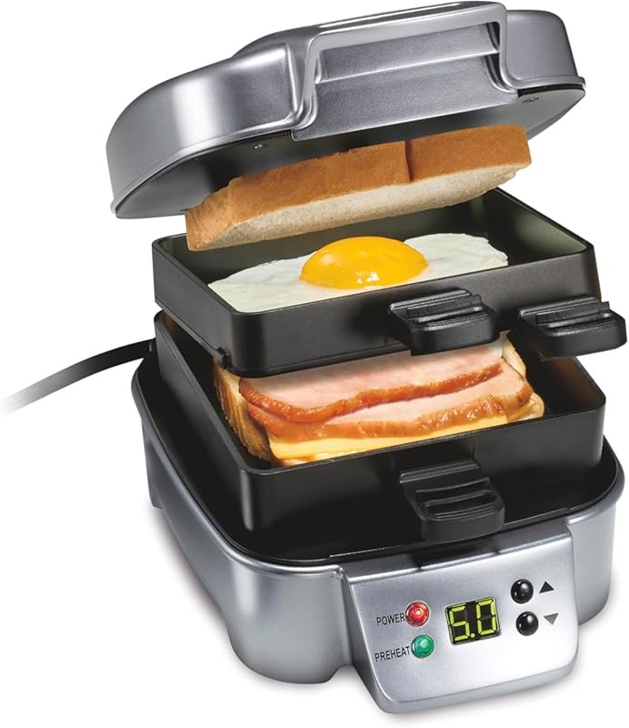 Hamilton Beach Compact Sandwich Stacker, Non-Stick PFAS-Free Surfaces,
