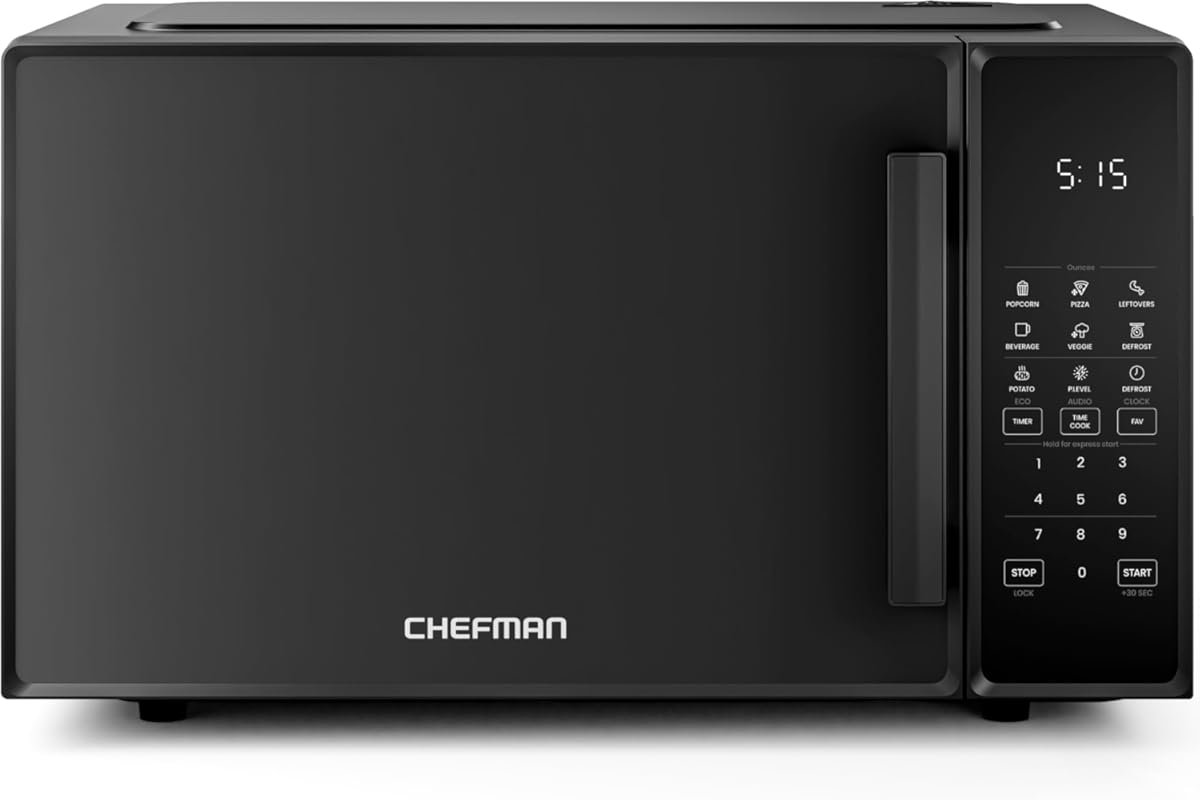 Chefman 1.1 Cu.Ft Digital Microwave with 1000W, 6 Presets, Eco Mode, C