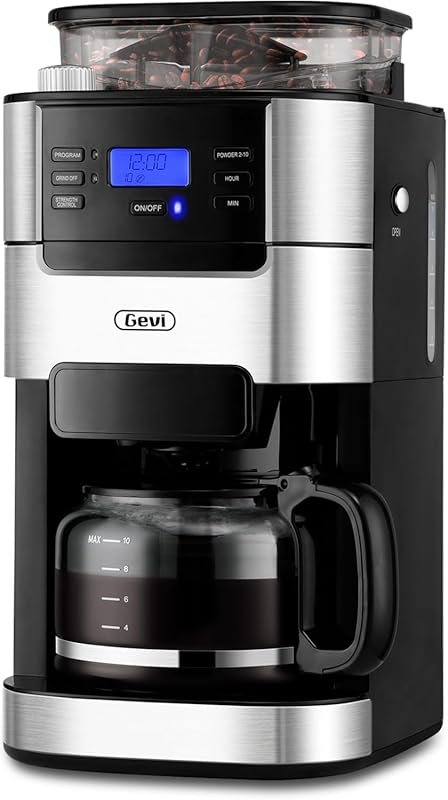 Gevi 10-Cup Drip Coffee Maker with Built-in Burr Grinder, Programmable