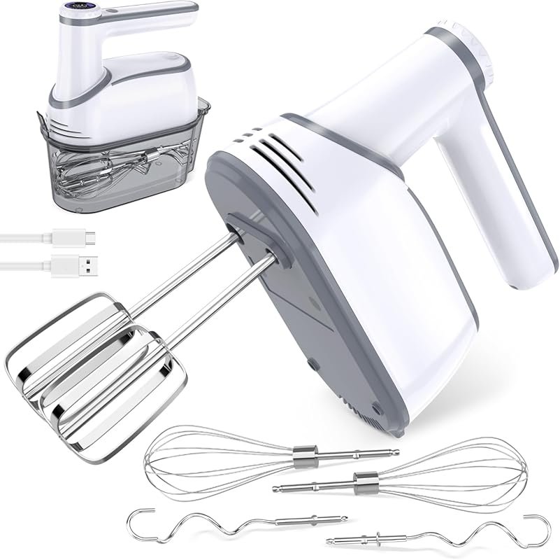 binROC Cordless Electric Hand Mixer with 12 Speeds, LED, and Self-Stan