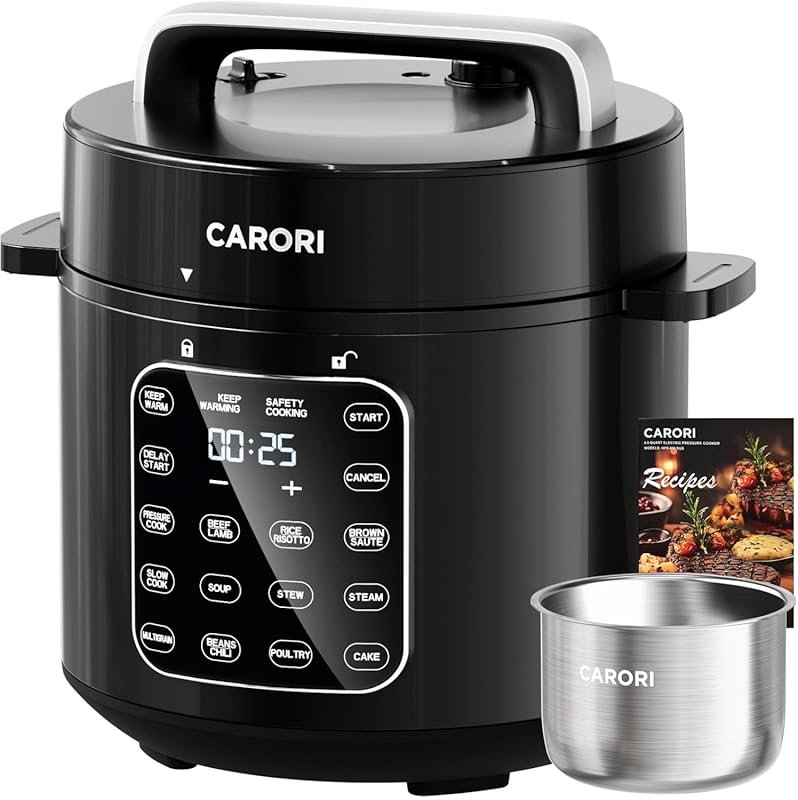 CARORI 9-in-1 Electric Pressure Cooker with Touchscreen, 6 Quart, Blac