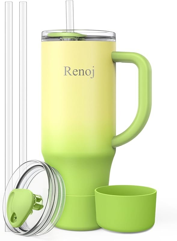 Renoj Insulated Water Bottle with FlexSlide Straws, Spill Resistant, K