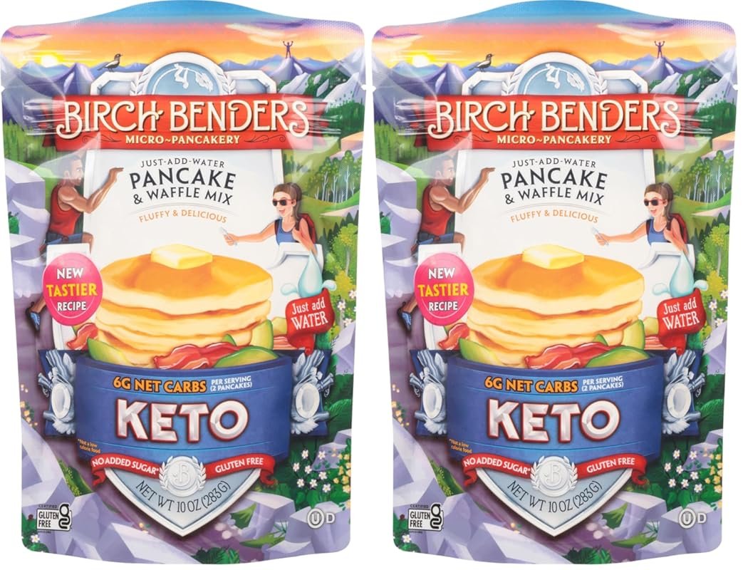 Birch Benders Keto Griddle Cakes, Pancake Waffle Mix, 10 oz (Pack of 2