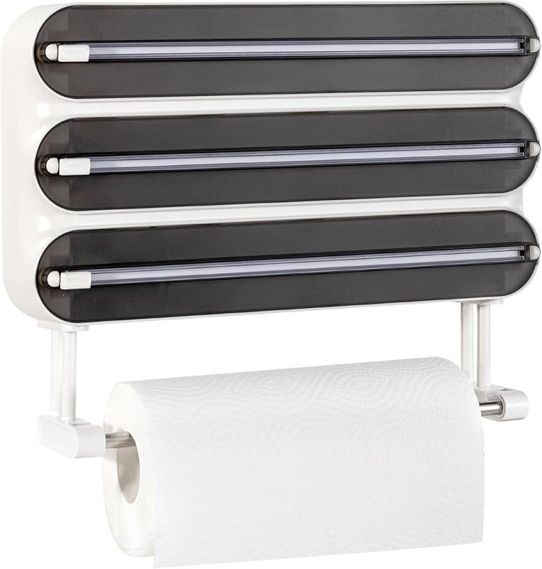 Magnetic Aluminum Foil & Plastic Wrap Dispenser with Cutter – 4-in-1 W