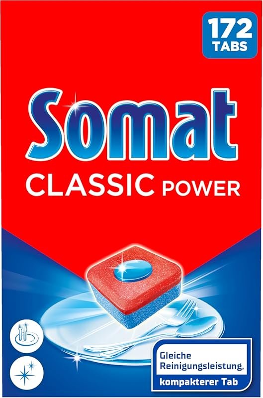 Somat Classic Power Dishwasher Tabs, 172 Tabs for Grease Removal & Rad