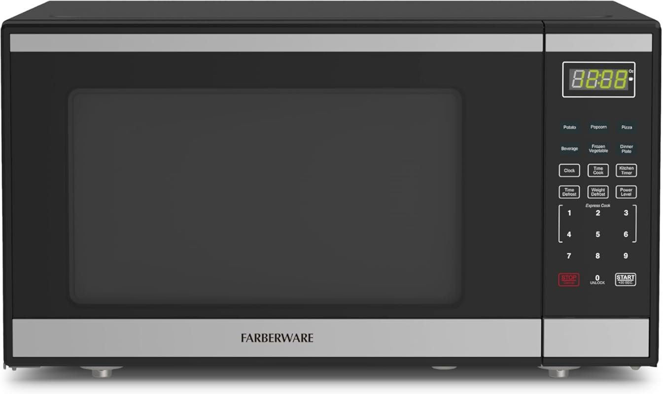 Farberware 1.6 Cu Ft 1100W Microwave with Auto Cook, Defrost & Easy Cl