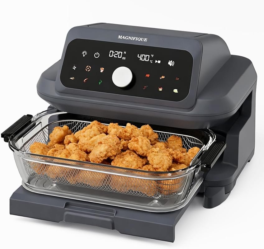 MAGNIFIQUE 6QT Glass Air Fryer Oven with 12-in-1 Digital Touchscreen &