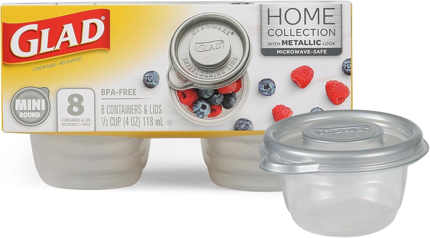 Glad GladWare 8-Pack 4 oz BPA-Free Small Plastic Snack Containers with