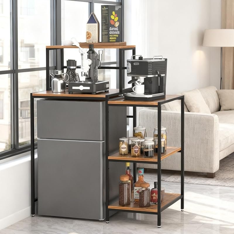 FAHKNS 6-Tier Mini Fridge Stand with Storage Shelves for Dorm & Kitche