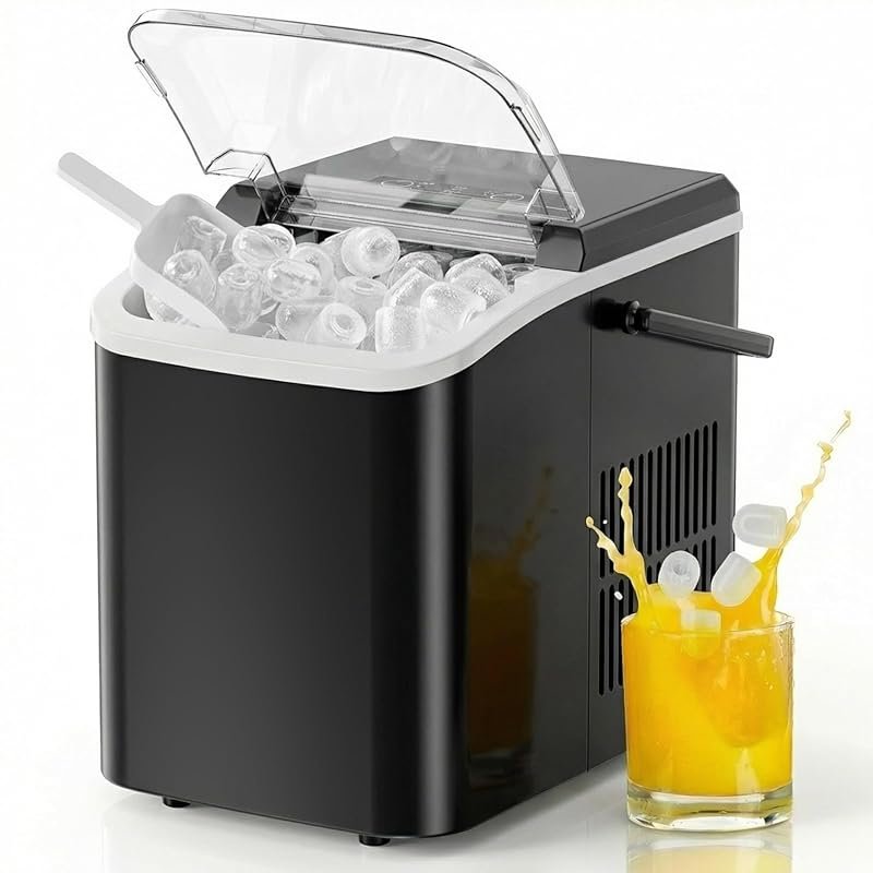 NEWBULIG Portable Ice Machine Makes 26 Lbs Daily, 9 Cubes in 6 Mins, A