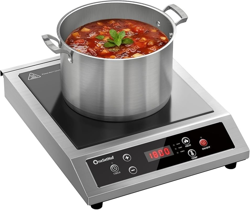 Professional-Grade 1800W Stainless Steel Induction Cooktop with Precis