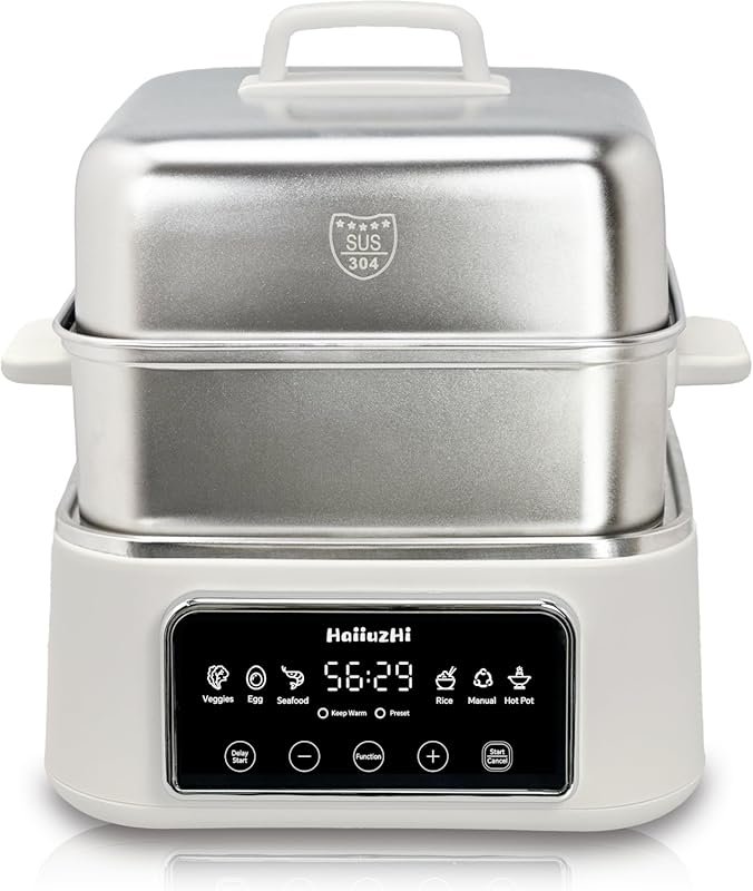 12.7 QT Double-Tier 8-in-1 Electric Food Steamer for Healthy Cooking