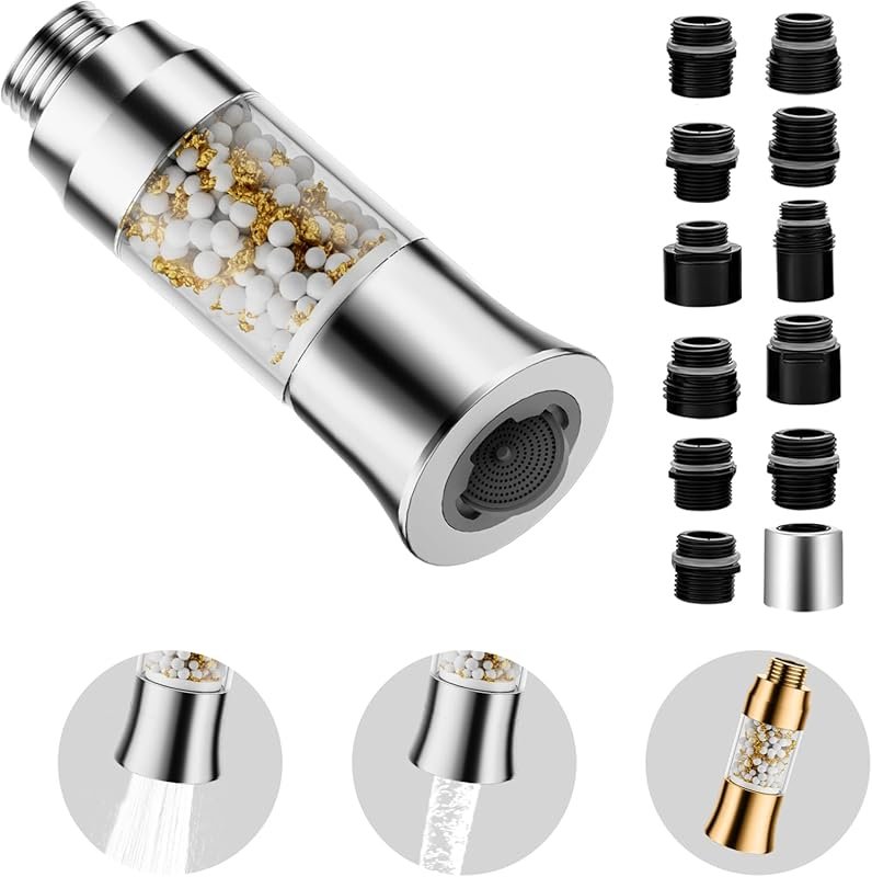 Metal Kitchen Faucet Head Replacement with Filter & 12 Adapters, 2 Mod