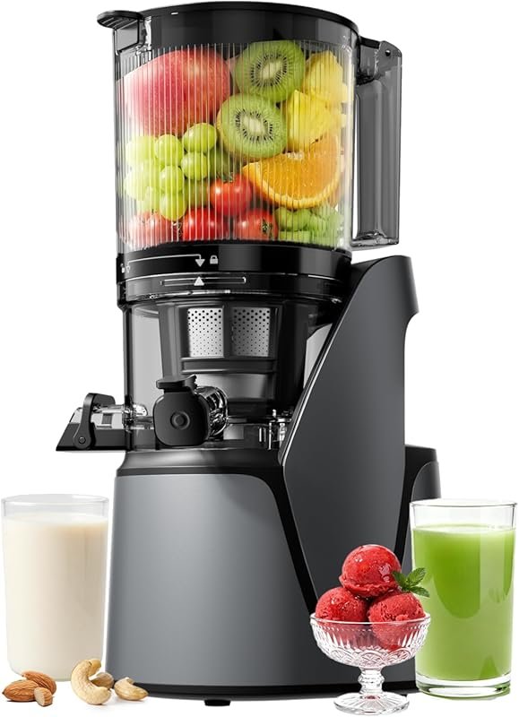 EanOruus 3-in-1 Cold Press Juicer with Extra Large Chute, Nut Milk & S