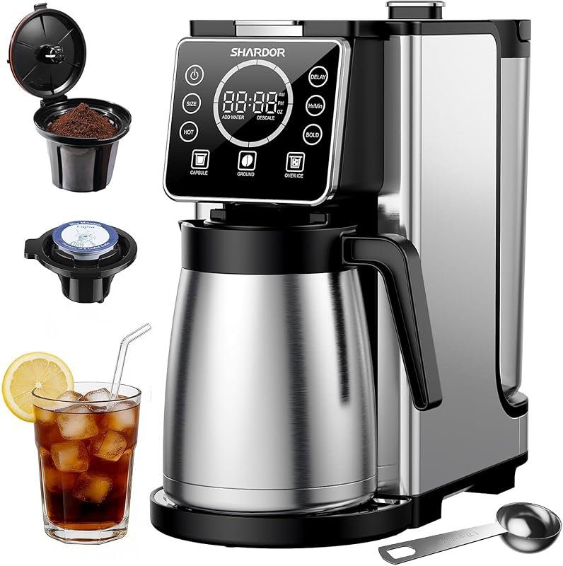 SHARDOR 5-Cup Single Serve Coffee Maker for K-Cups & Grounds, 95oz Res