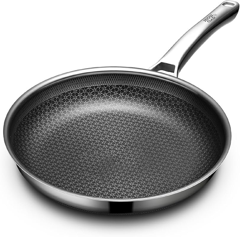 OATOFP 12-inch Hybrid Nonstick Frying Pan, Stainless Steel Braiser, Di