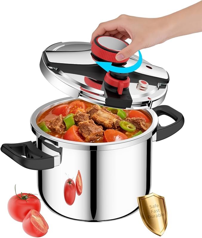 8-quot stainless pressure cooker with dual safety lock, gas & inductio