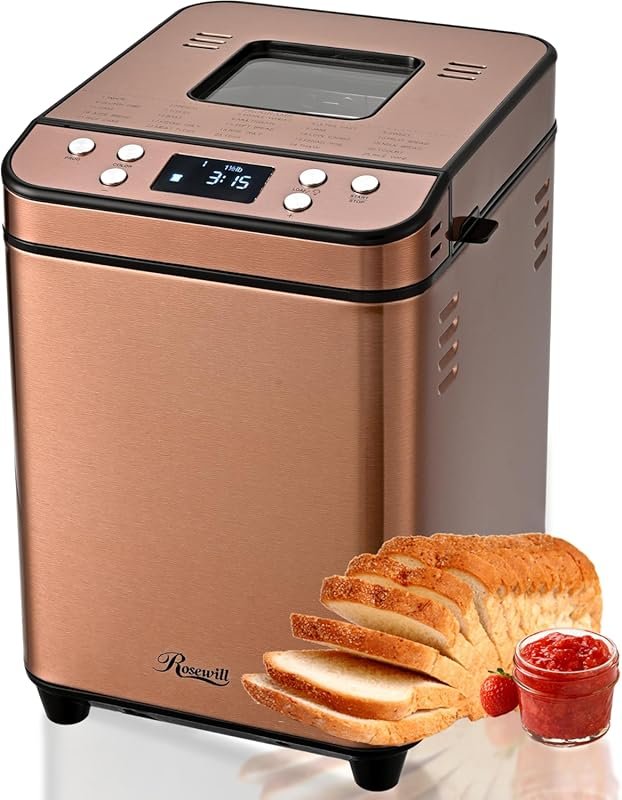 Rosewill 25-in-1 Bread Maker with Dual Heater & 15H Timer & Nonstick P