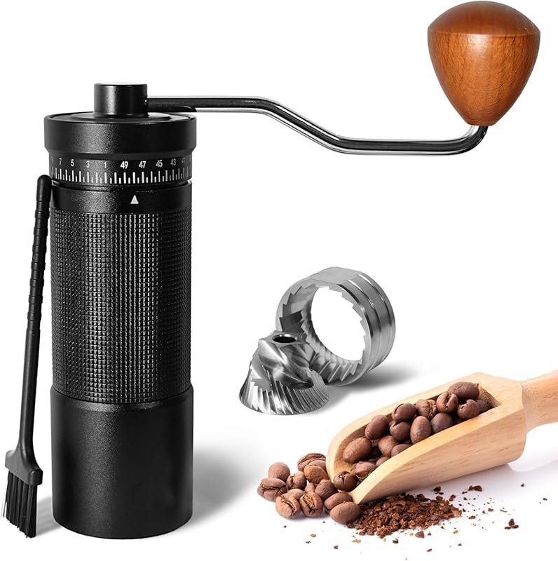 Digital External Adjustable Manual Coffee Grinder, Conical Burr & 30g 