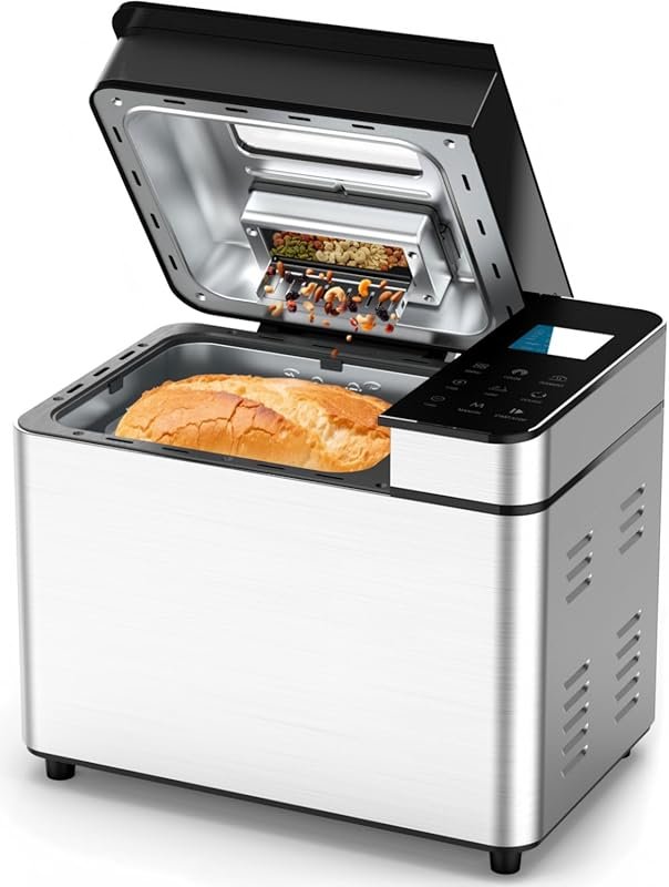 MERIOR 25-in-1 Bread Maker with Visible Lid, Auto Nut Dispenser, 13-Ho