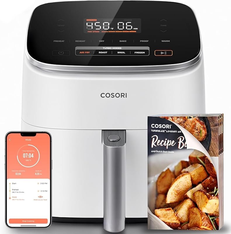 Cosori TurboBlaze 6 Qt Air Fryer with Smart Control & Shake Reminders
