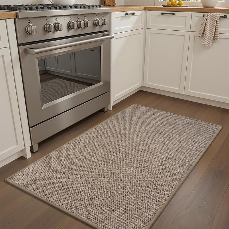RESARE Quick Dry Non Slip Washable Kitchen Mat, Beige 17