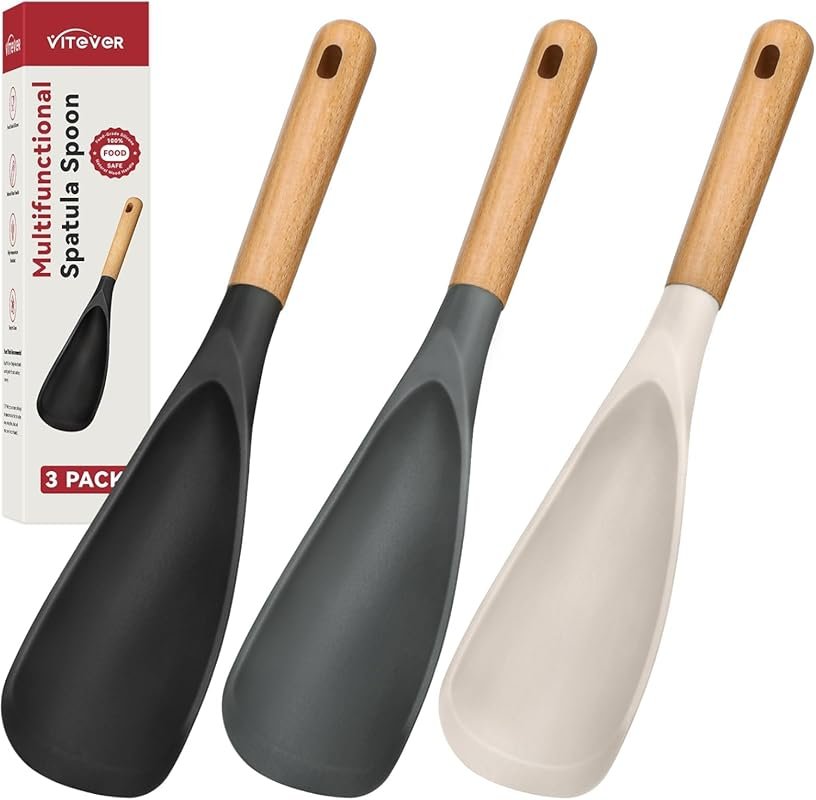 3-Pack Multifunction Spoonula for Nonstick Cookware, BPA-Free Silicone