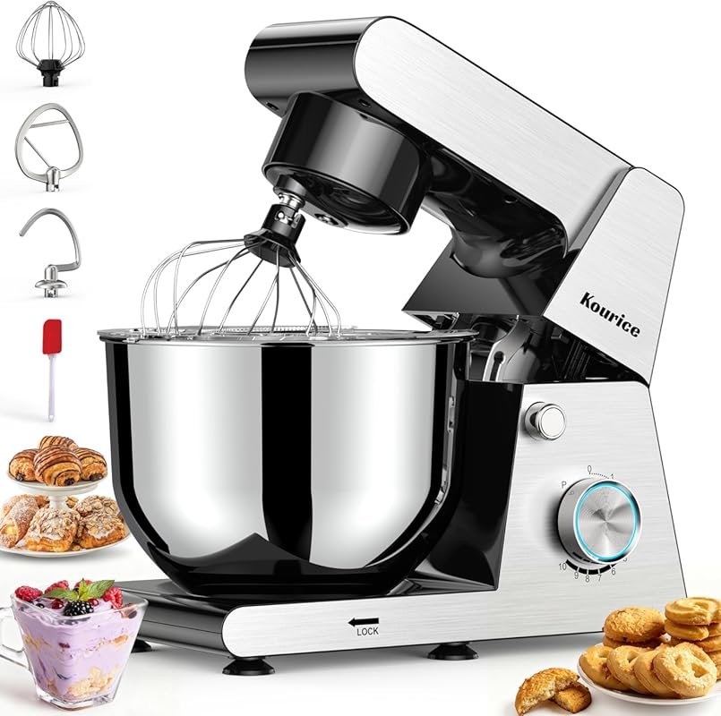 Pro-Grade Tilt-Head Stand Mixer with Stainless Steel Bowl and Dough To