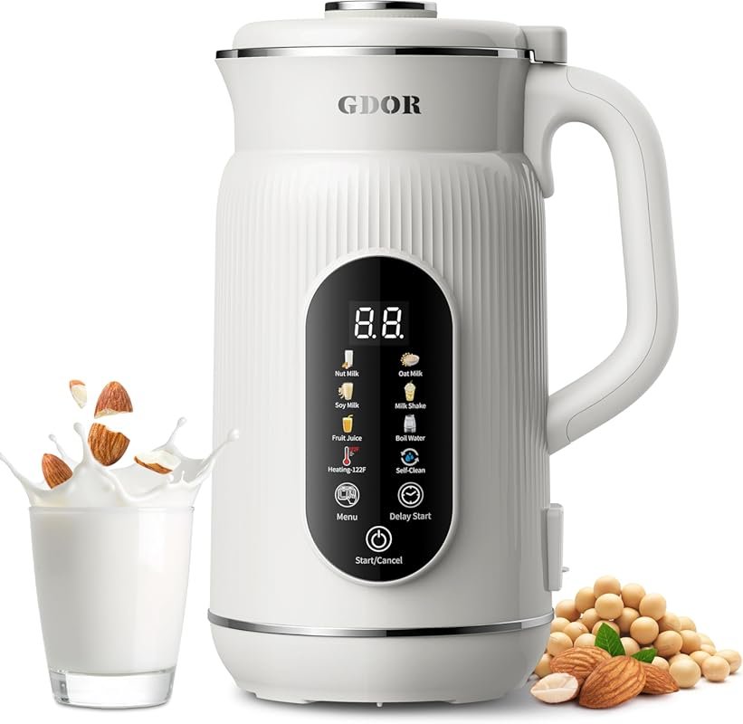GDOR 42oz Smart Nut Milk Maker, 9-in-1, Touch Display, Keep Warm, Dela
