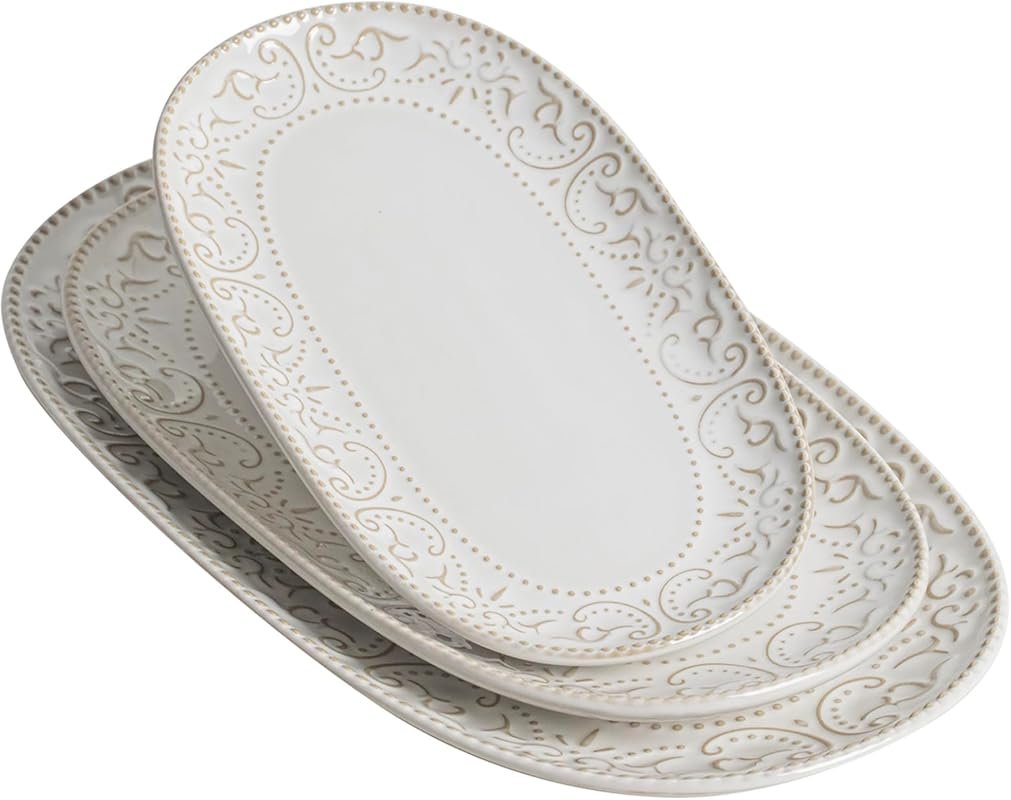 Oval Ceramic Serving Platters Set, 14