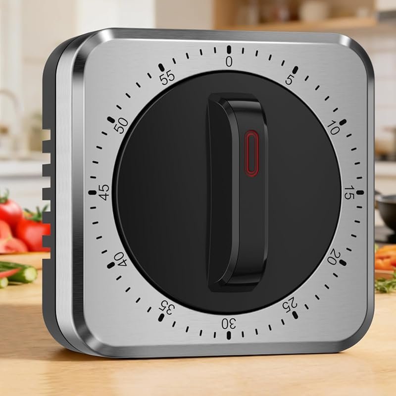 Mechanical Wind-Up Timer with Magnet, Loud Alarm, No Battery, Ideal fo