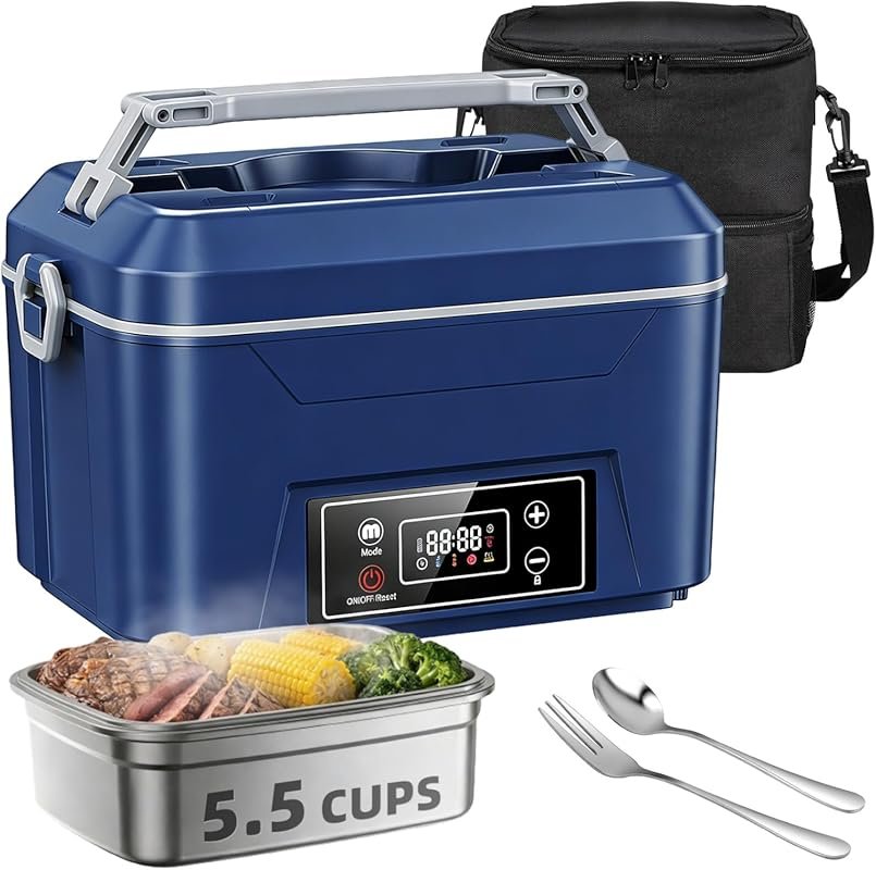 Cordless Heated Lunch Box – 5.5 Cups, 24000mAh Battery, Smart Timer, C