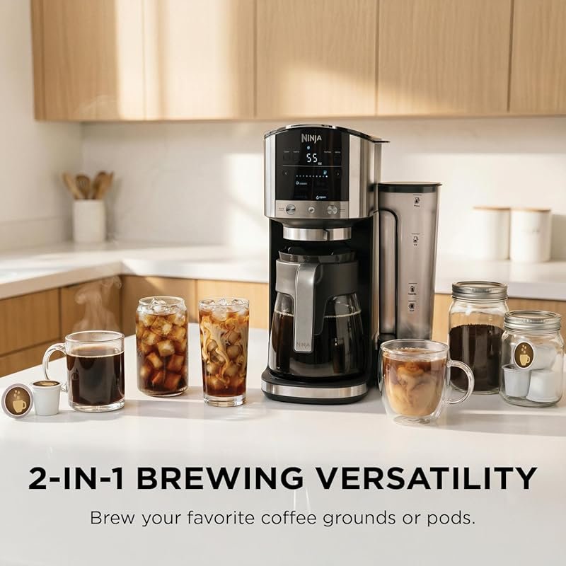 Ninja DualBrew Coffee Maker with Grounds & Pods, Classic Rich Over Ice